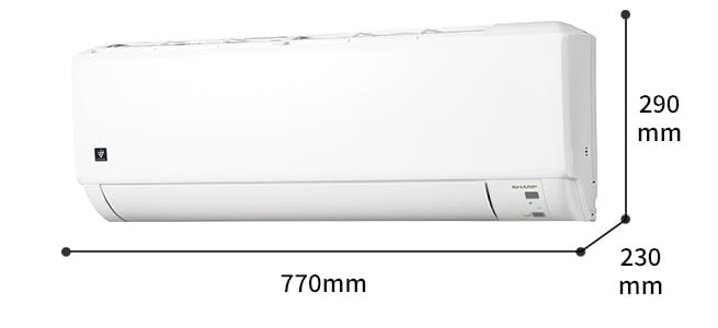 室内機の寸法図:幅770mm × 奥行230mm × 高さ290mm
