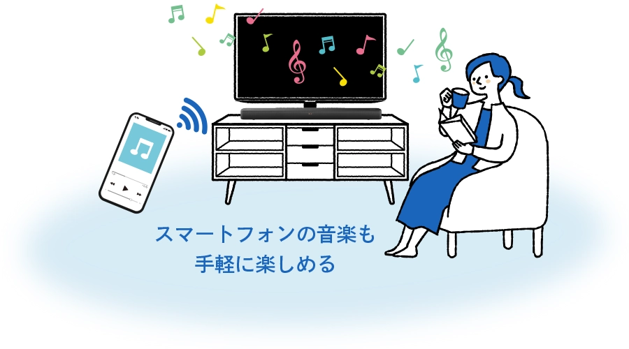 スマートファンの音楽も手軽に楽しめる