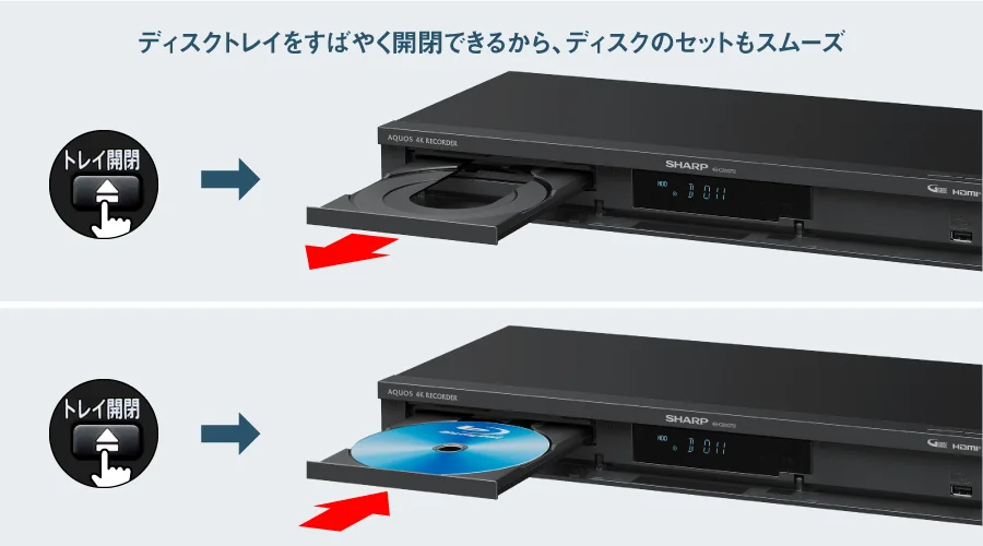 ディスクトレイの開閉イメージ