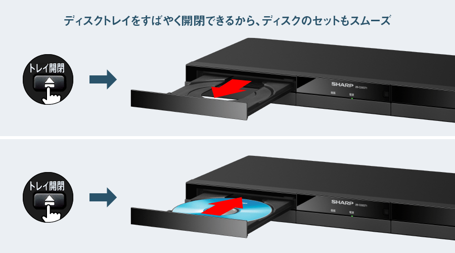 ディスクトレイの開閉イメージ