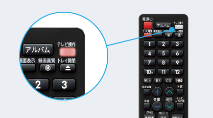 レコーダーリモコンのテレビ操作ボタン