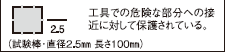 工具での危険な部分への接近に対して保護されている。(試験棒・直径2.5mm 長さ100mm)
