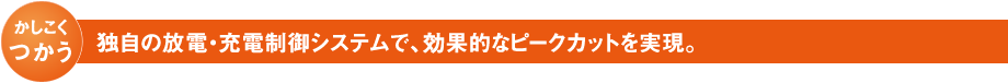 かしこくつかう：独自の放電・充電制御システムで、効果的なピークカットを実現。