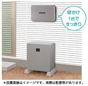 ハイブリッドパワーコンディショナ設置イメージ＊設置画像はイメージです。実際は配管等があります。