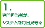 1.専門担当者が、システムを毎日見守る