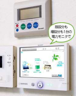 既設分も増設分も1台の電力モニタで