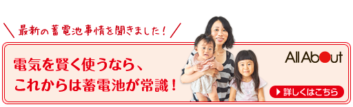 最新の蓄電池事情を聞きました!電気を賢く使うなら、これからは蓄電池が常識!/All About:詳しくはこちら