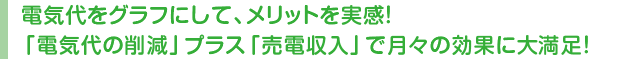 電気代をグラフにして、メリットを実感! 「電気代の削減」プラス「売電収入」で月々の効果に大満足!