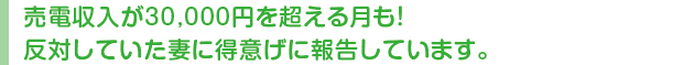 売電収入が30,000円を超える月も！反対していた妻に得意げに報告しています。