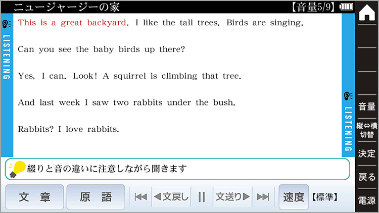 英語の文章だけを表示して聞く
