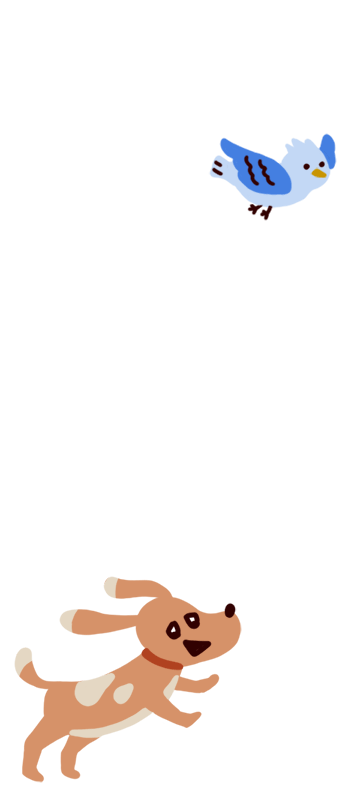 犬と鳥イラスト