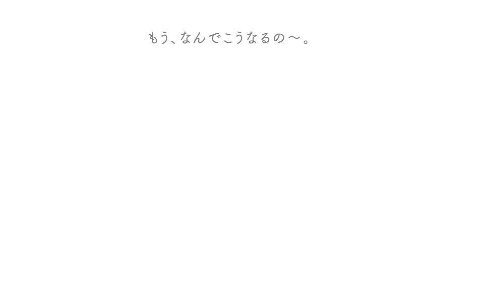 もう、なんでこうなるの〜。