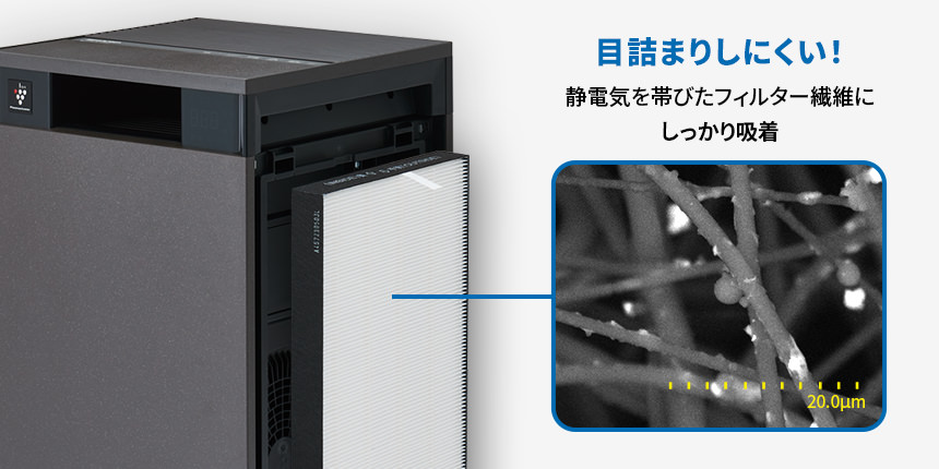 静電HEPAフィルター繊維の拡大図