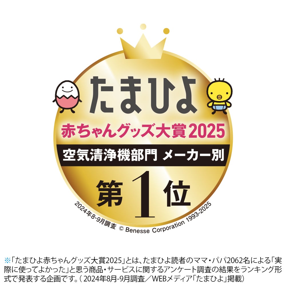 たまひよ赤ちゃんグッズ大賞2025、空気清浄機部門メーカー別、第1位