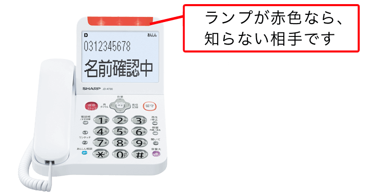 ランプが赤色なら、知らない相手です