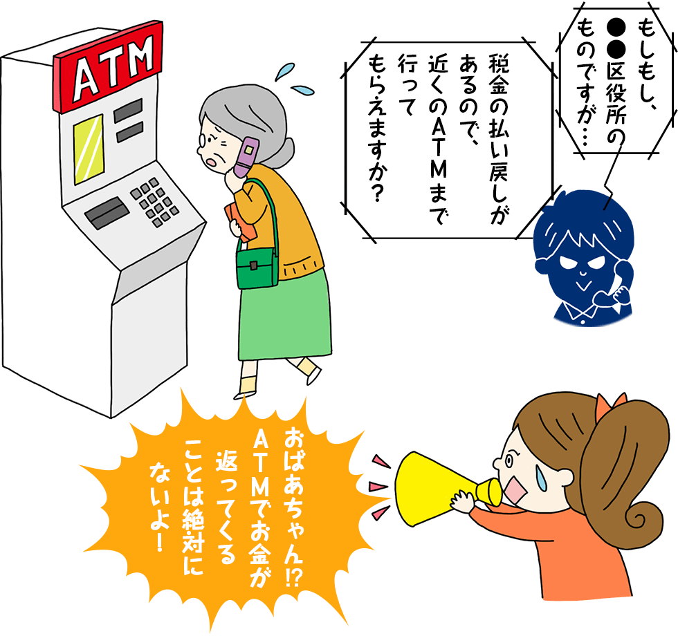 手口その3・公的機関の職員を名乗って、ATMへ誘導