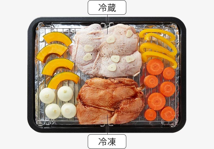 冷凍と冷蔵の食材の写真