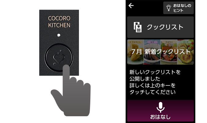 ココロキッチンキーと本体液晶画面のイメージ