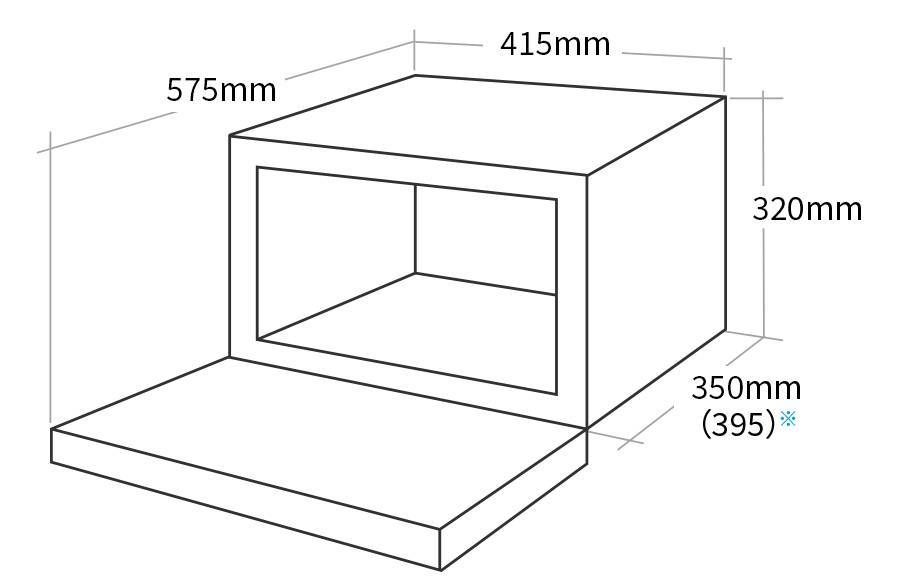 外形寸法図、幅465mm×奥行385mm×高さ390mm