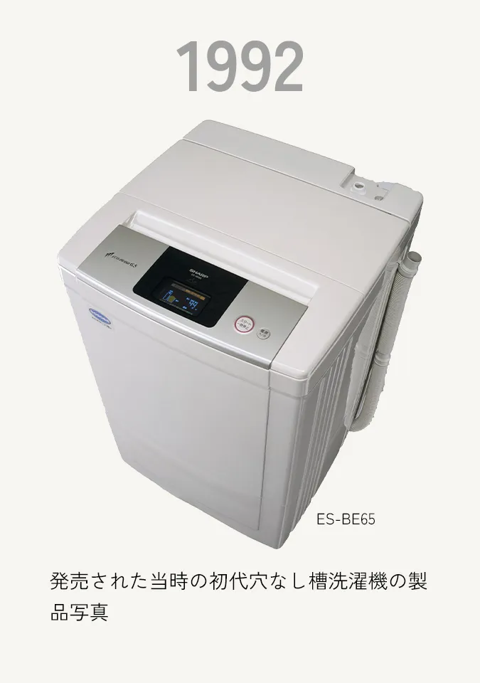 1992年、発売された当時の初代穴なし槽洗濯機の製品写真