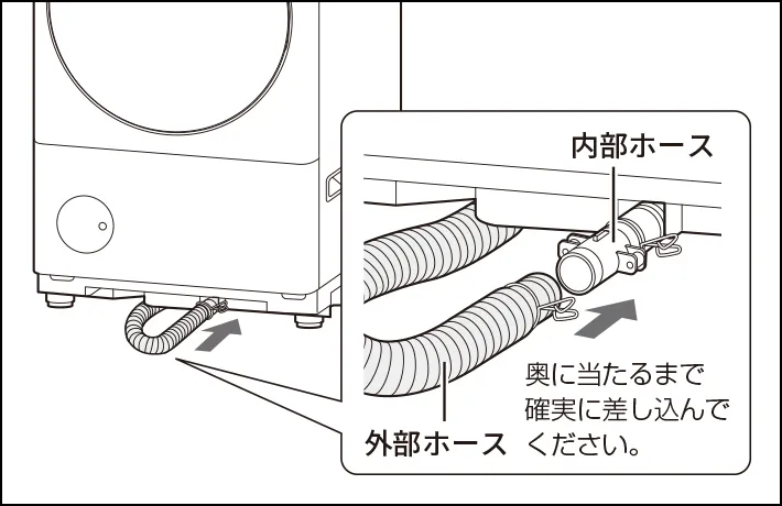 ES-8XS1の真下排水の設置例イメージ