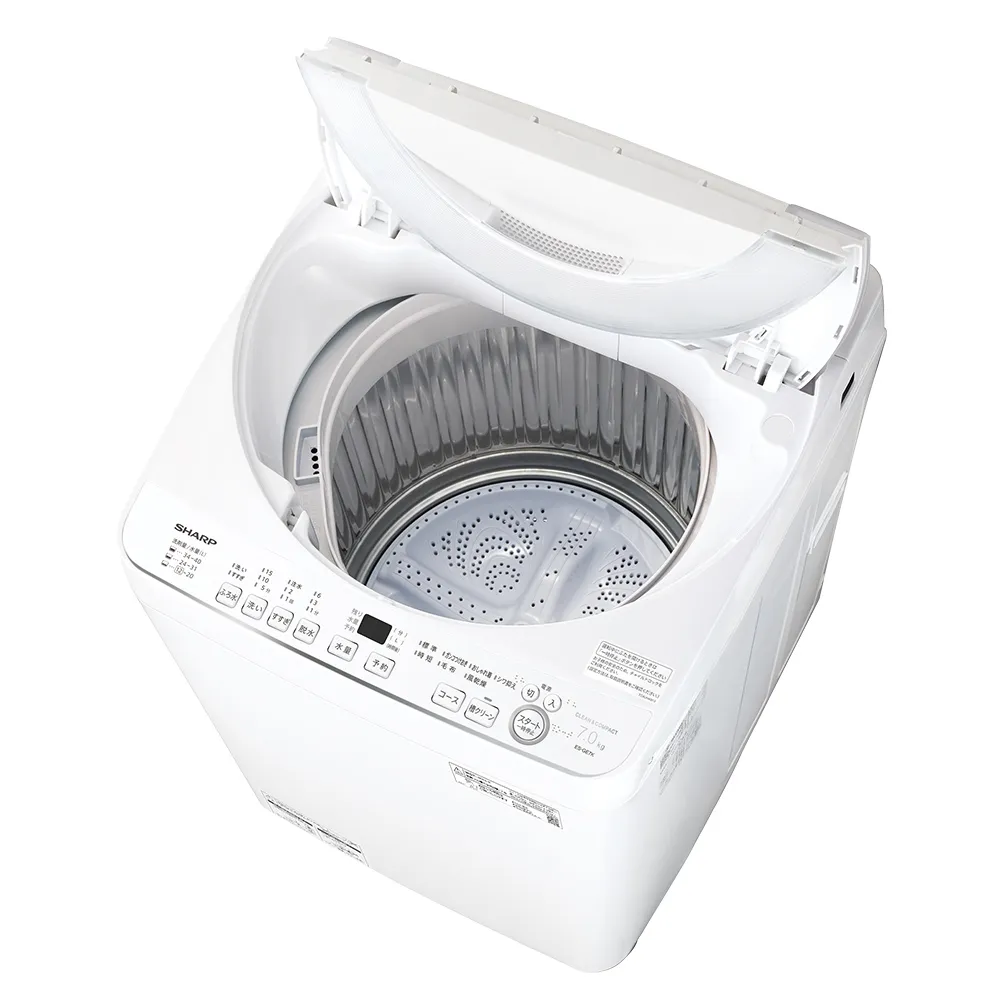 ドラム式洗濯乾燥機 ES-GE7K：-S（シルバー系・斜め上）