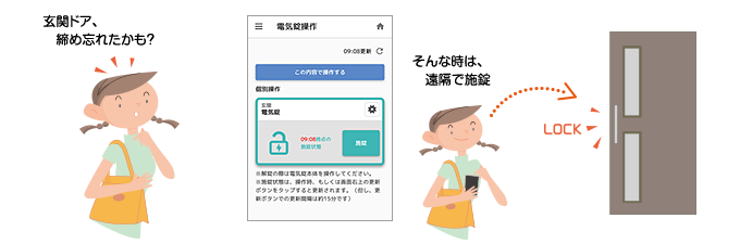 玄関ドア、締め忘れたかも？ そんな時は、遠隔で施錠