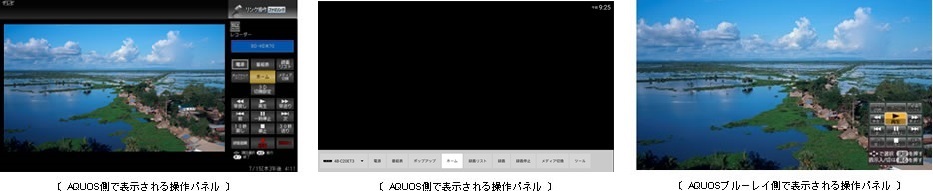 〔AQUOS側で表示される操作パネル〕と〔AQUOSブルーレイ側で表示される操作パネル〕