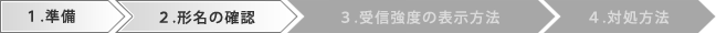 【確認手順】1：準備、2：形名の確認