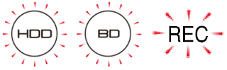 【本体ランプ】HDDとBDとRECが同時点滅