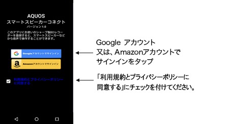 Google アカウント又は、Amazonアカウントでサインインをタップ 「利用規約とプレイバシーポリシーに同意する」にチェックを付けてください。